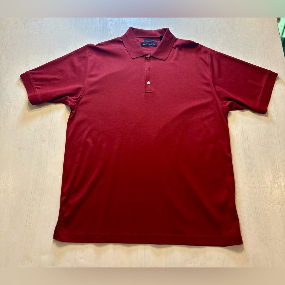 Hathaway Premium Pima Cotton Polo Men’s Size L Maroon Short Sleeve 100% Cotton
